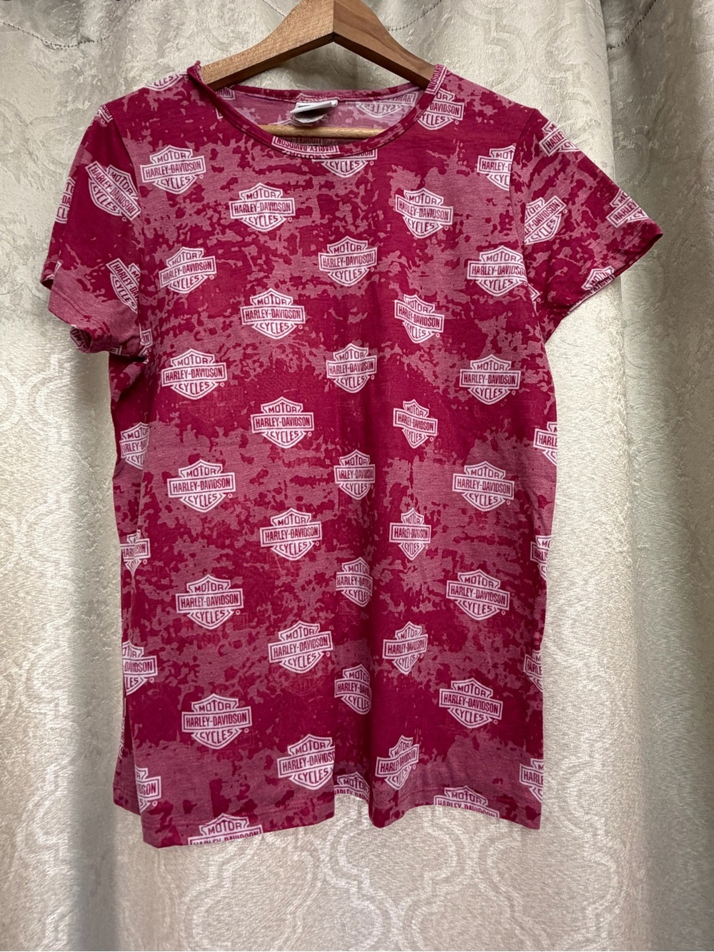 Harley-Davidson Women's Deep Pink Allover Logo Tee